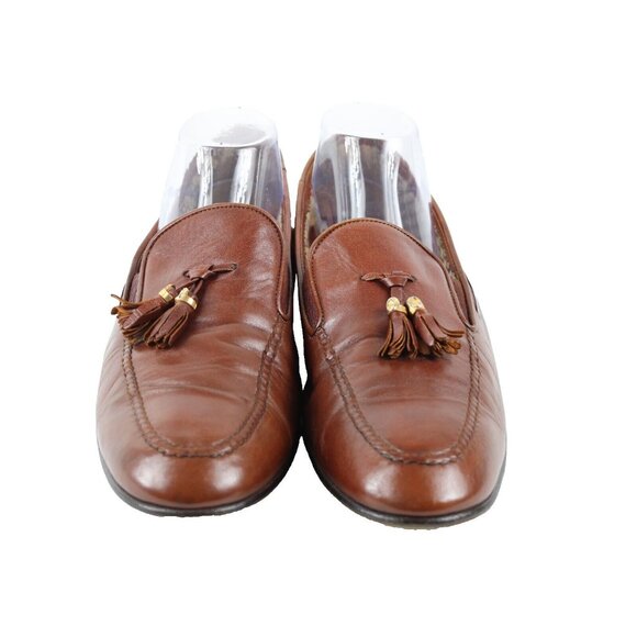 Gucci Sz 43.5? M Brown Tassle Leather Upper Fabric Inner Loafer Shoe - Picture 3 of 16